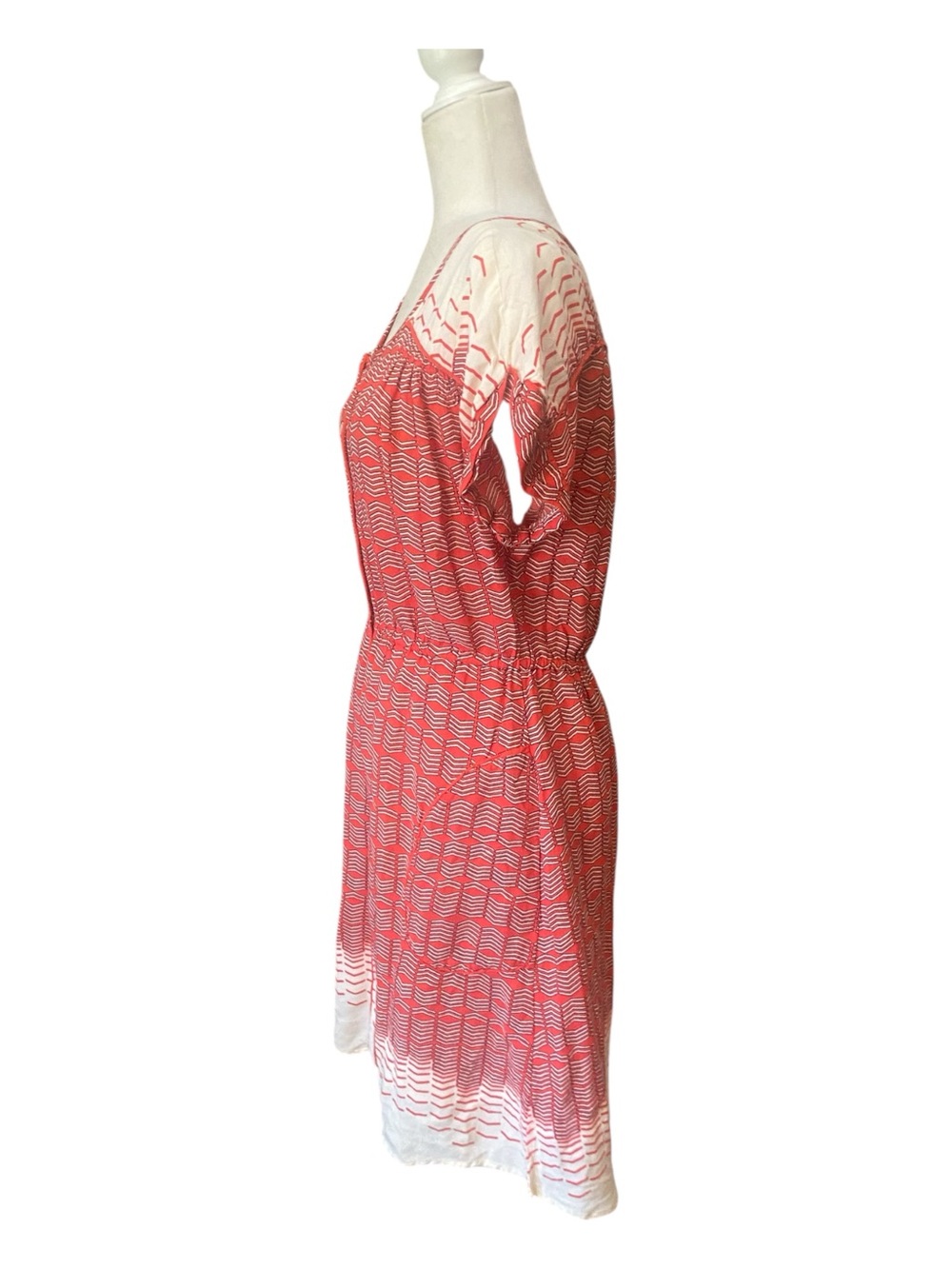 Maeve Anthropologie Veronia Cheveron Shirt Dress Orange Button Down - Picture 4 of 9